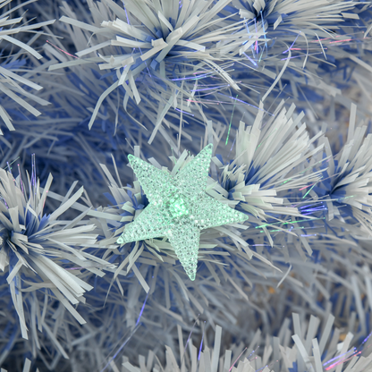 5ft White-Blue 21-LED Artificial Fibre Christmas Tree, Hinged & Easy Store