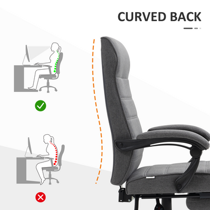 Home Office Chair High-Back Reclining Chair for Bedroom Study Living Room Grey