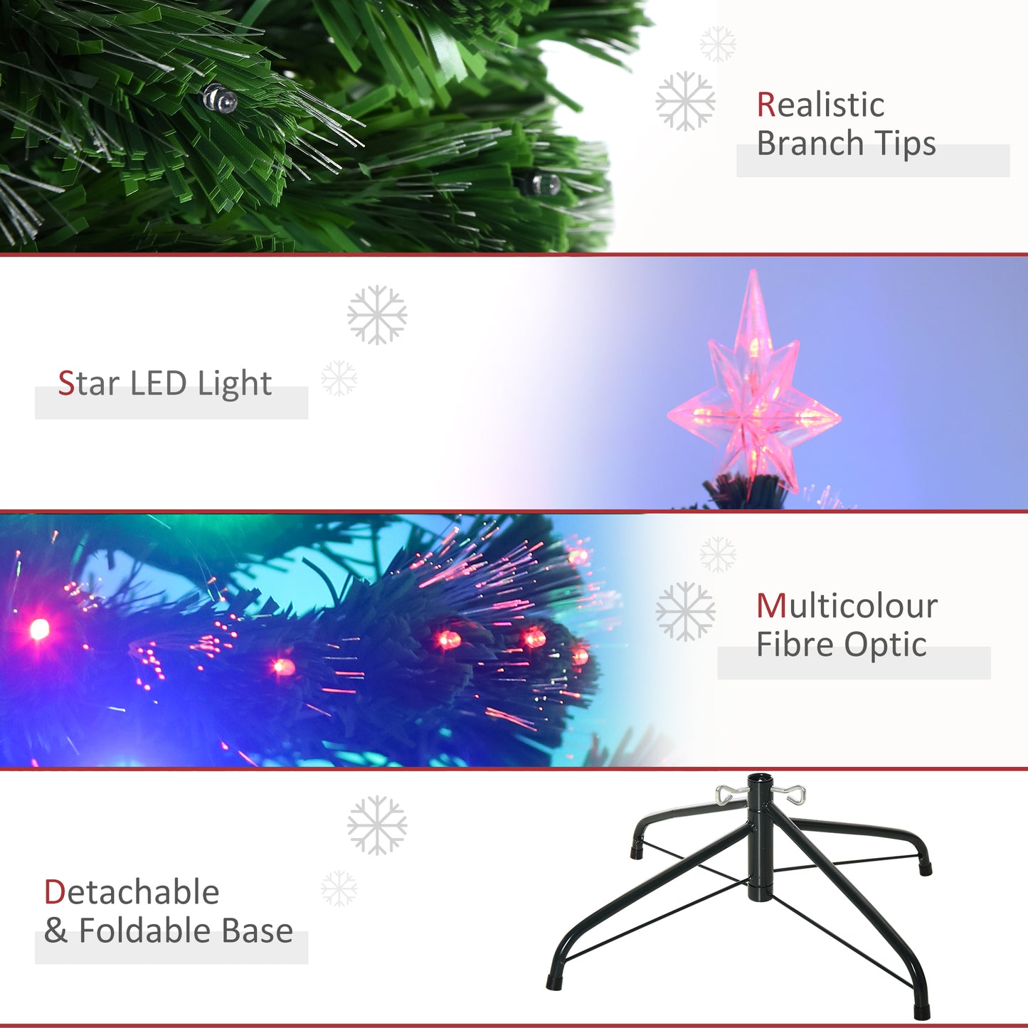 5ft Prelit Artificial Christmas Tree with Multi-Colored Fiber LED Lights, Green