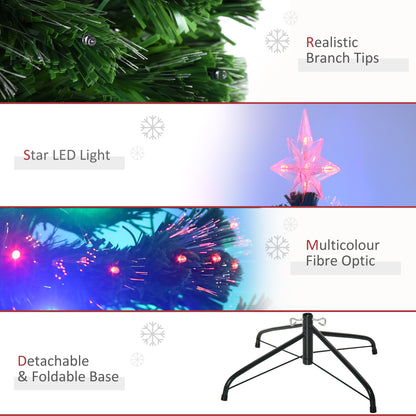 5ft Prelit Artificial Christmas Tree with Multi-Colored Fiber LED Lights, Green