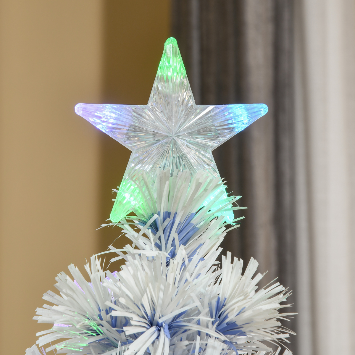5ft White-Blue 21-LED Artificial Fibre Christmas Tree, Hinged & Easy Store