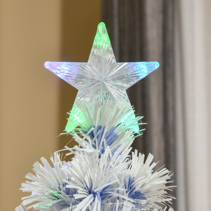 5ft White-Blue 21-LED Artificial Fibre Christmas Tree, Hinged & Easy Store