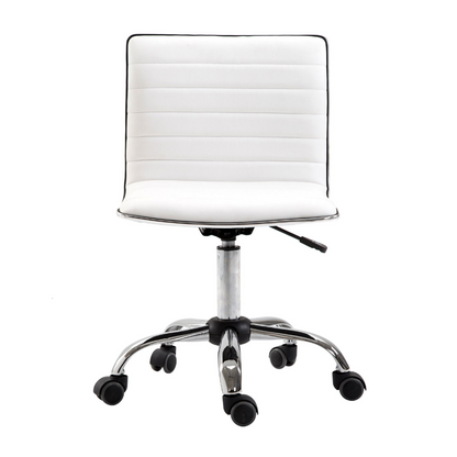 Armless Mid-Back Adjustable Office Chair  360 Swivel Ergonomic White HOMCOM