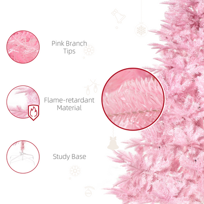 6ft Pink Artificial Christmas Tree - 892 Branches, Automatic Open