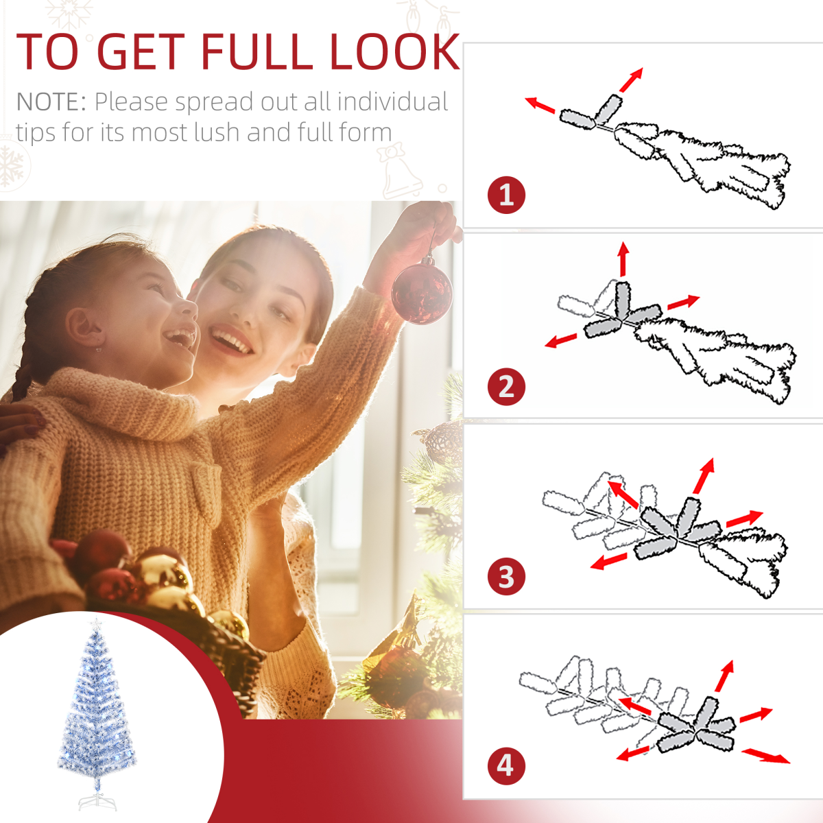 Fibre Optic Artificial Christmas Tree with 26 LED Lights HOMCOM