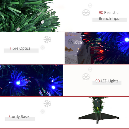 3ft Prelit Artificial Christmas Tree with Green & Multi-Coloured Fiber Optic LED