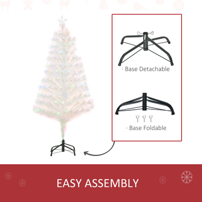 4ft Prelit Artificial Christmas Tree with Fiber Optic LED Lights, White