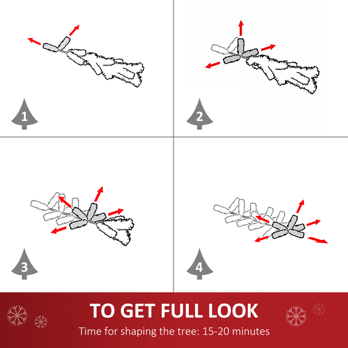 4ft White-Blue Artificial Fibre Christmas Tree with 16 LEDs Easy Store