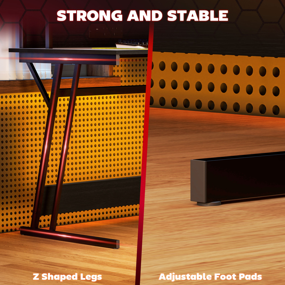 HOMCOM LED Gaming Desk with RGB Lights, Power Outlets & Monitor Stand 100x60cm