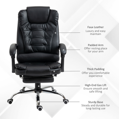 PU Leather Home Office Chair High Back Computer Chair with Swivel Wheels Black