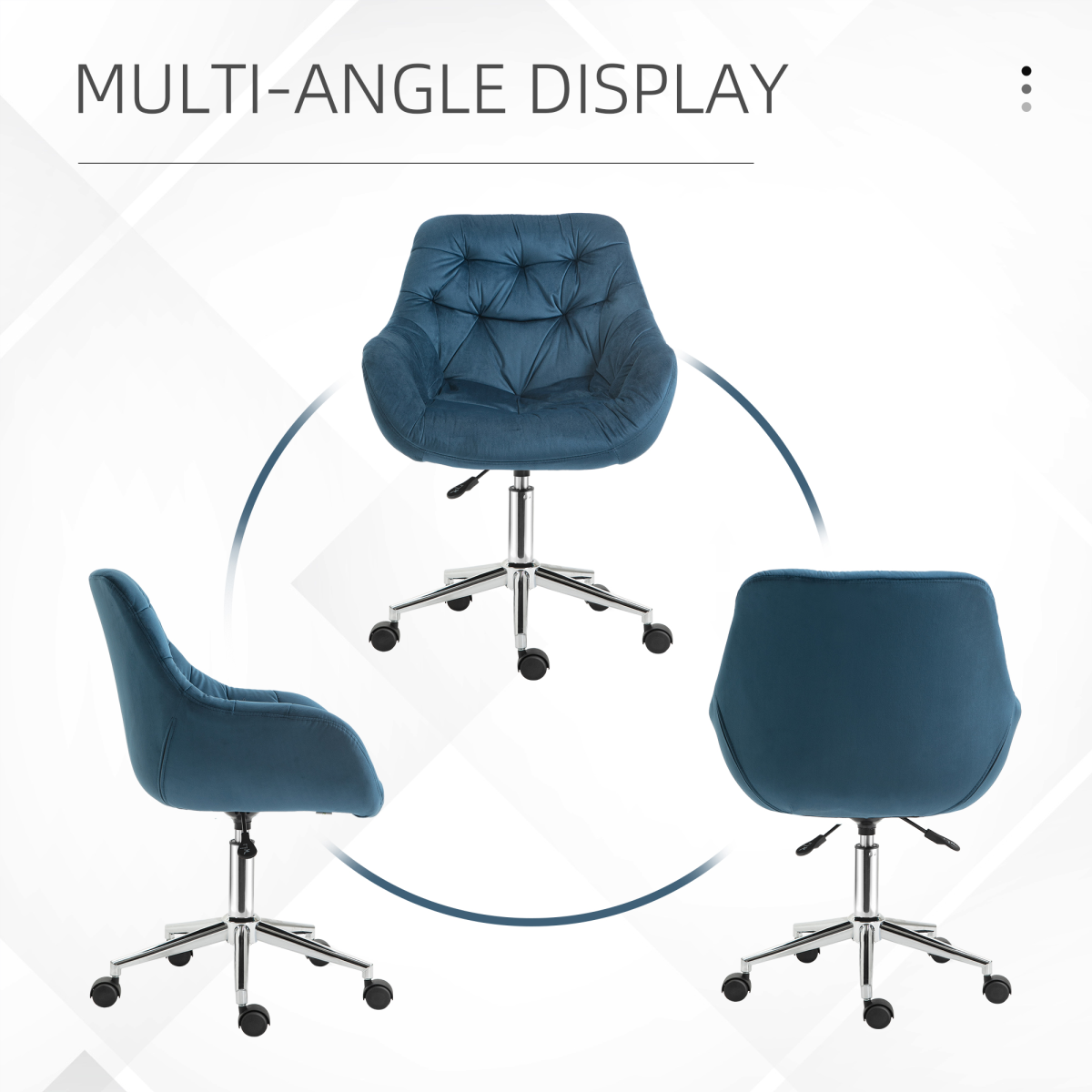 Velvet Home Office Chair Comfy Desk Chair w/ Adjustable Height Armrest Blue