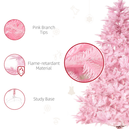 5ft Pink Artificial Christmas Tree | Auto-Open, 576 Branches, Easy Setup