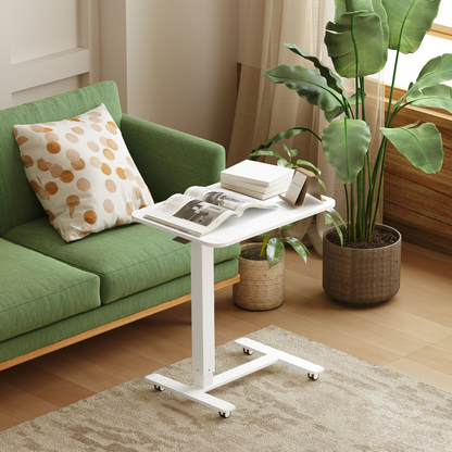HOMCOM Height-Adjustable Standing Desk on Wheels, White