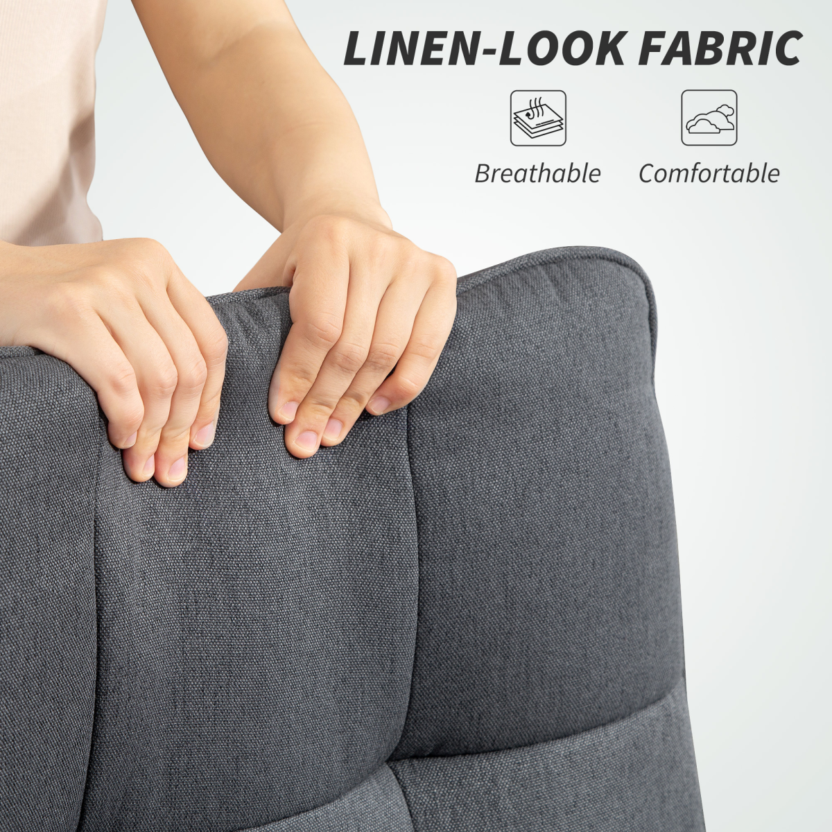 HOMCOM Fabric Office Chair, Computer Desk Chair for Home, Charcoal Grey