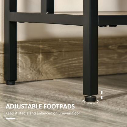 Industrial Console Table with Metal Frame - Rustic Brown/Black, 2 Shelves