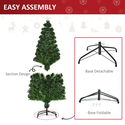 5FT Pre-Lit Christmas Tree with Star Topper, Lights & Metal Base