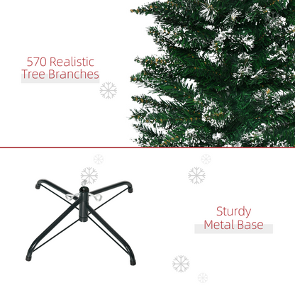 6.5ft Snow-Dipped Pencil Christmas Tree, Foldable with Black Stand