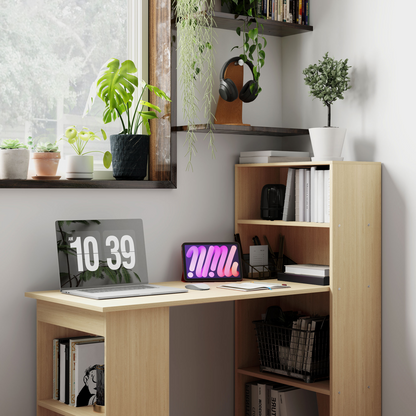 HOMCOM 120cm Computer Desk & 6-Shelf Bookshelf Workstation