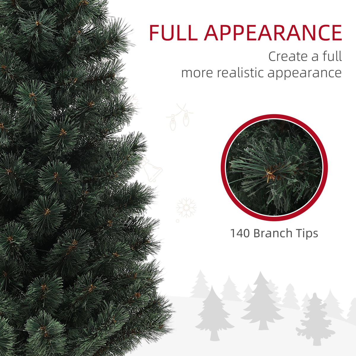 HOMCOM 4ft Artificial Christmas Tree with 80 Warm White LEDs & Remote