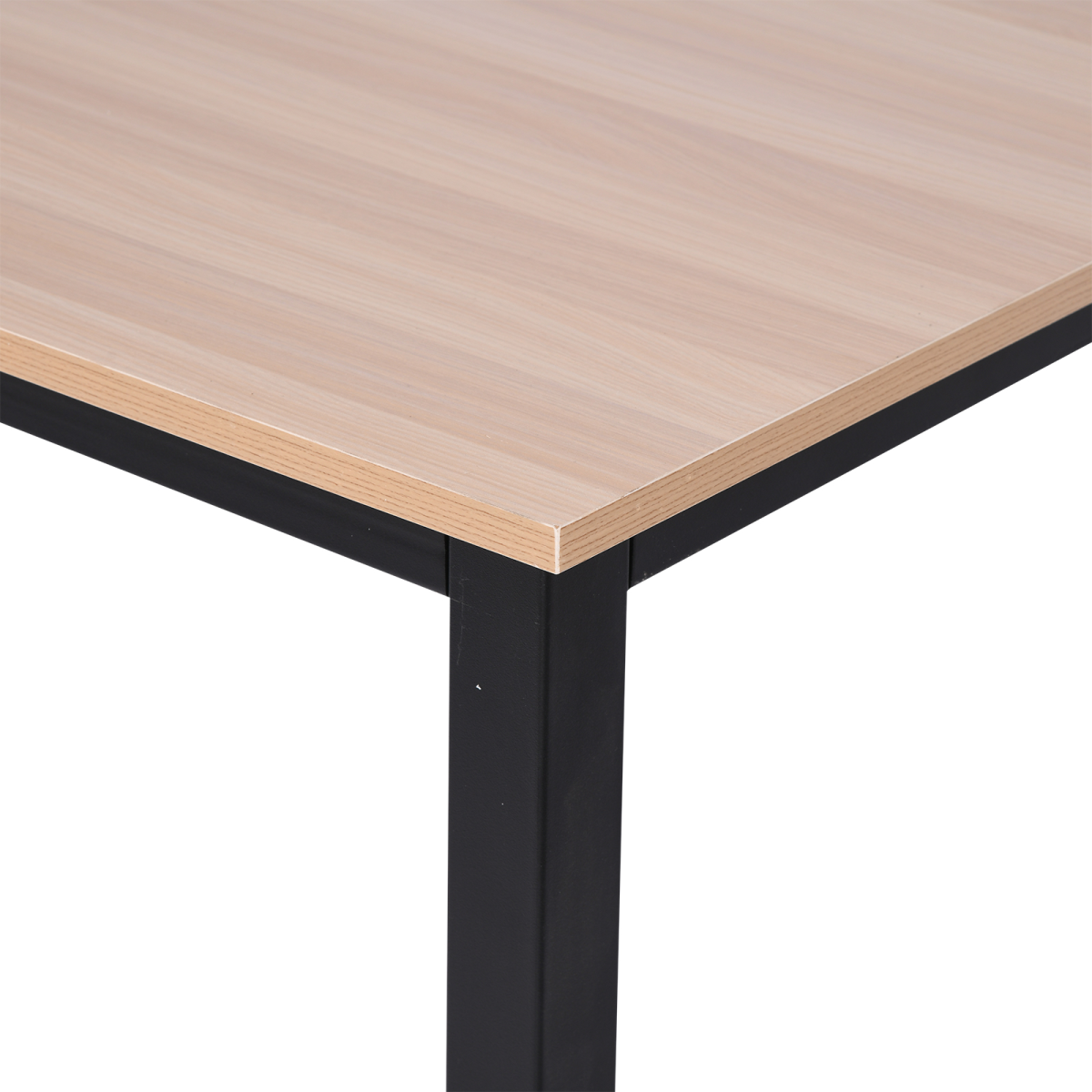 Oak Grain Tone Computer Desk with Black Metal Frame, 120W x 60D x 76H cm