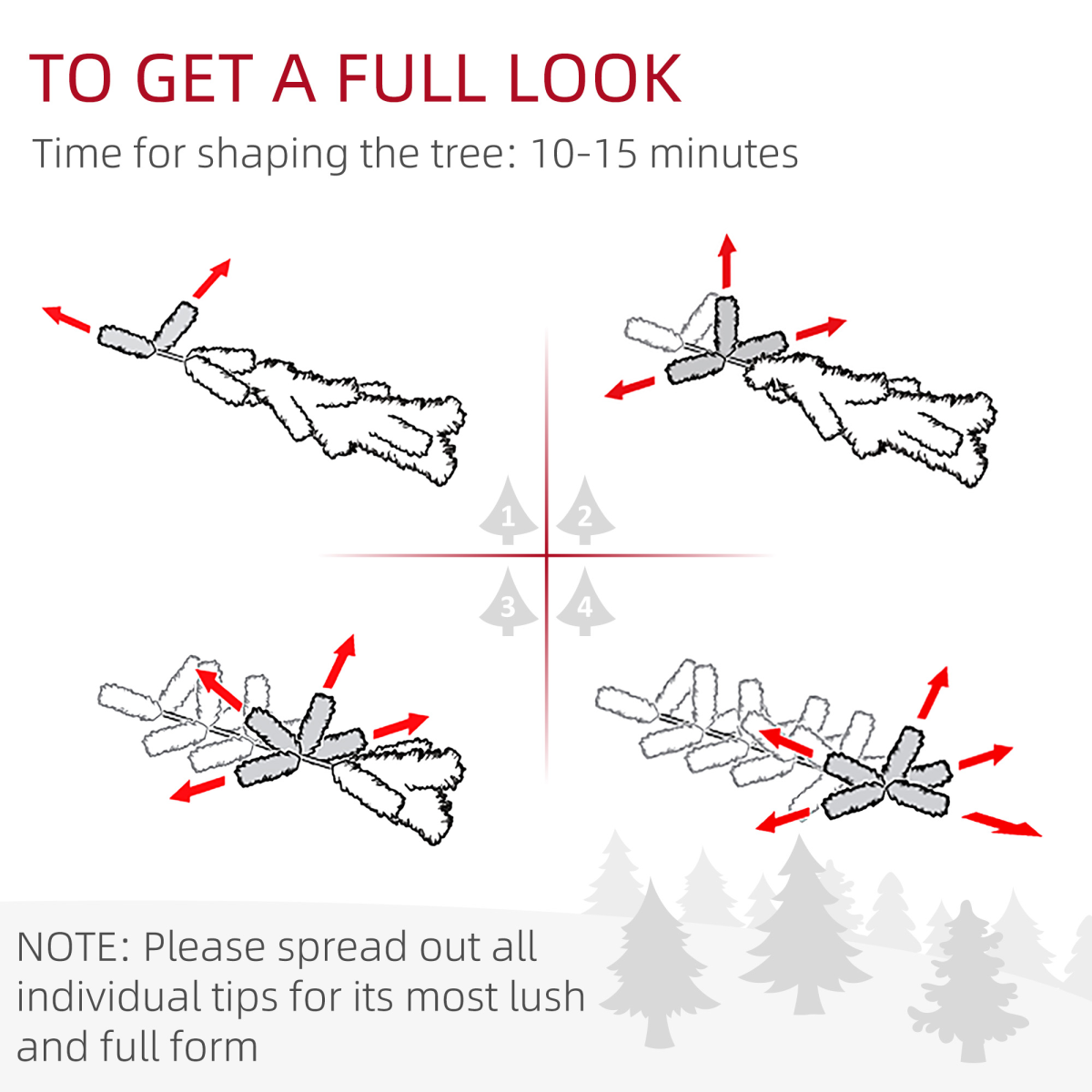 HOMCOM 2-Piece Mini Flocked Tabletop Christmas Trees with LED Lights