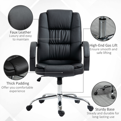 PU Leather Executive Office Chair High Back Height Adjustable Desk Chair, Black