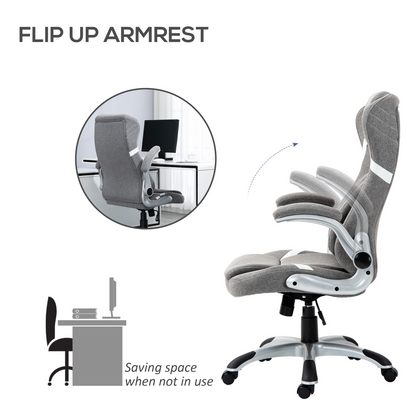 Vinsetto Fabric Office Desk Chair with Adjustable Height Tilt Function Grey