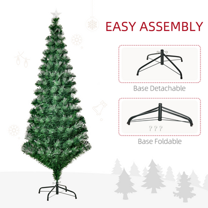 6ft Multicolour Fibre Optic Christmas Tree with Star Topper & Metal Base