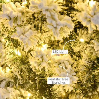 4ft Prelit Snow-Flocked Christmas Tree, Warm LED Lights, Green & White