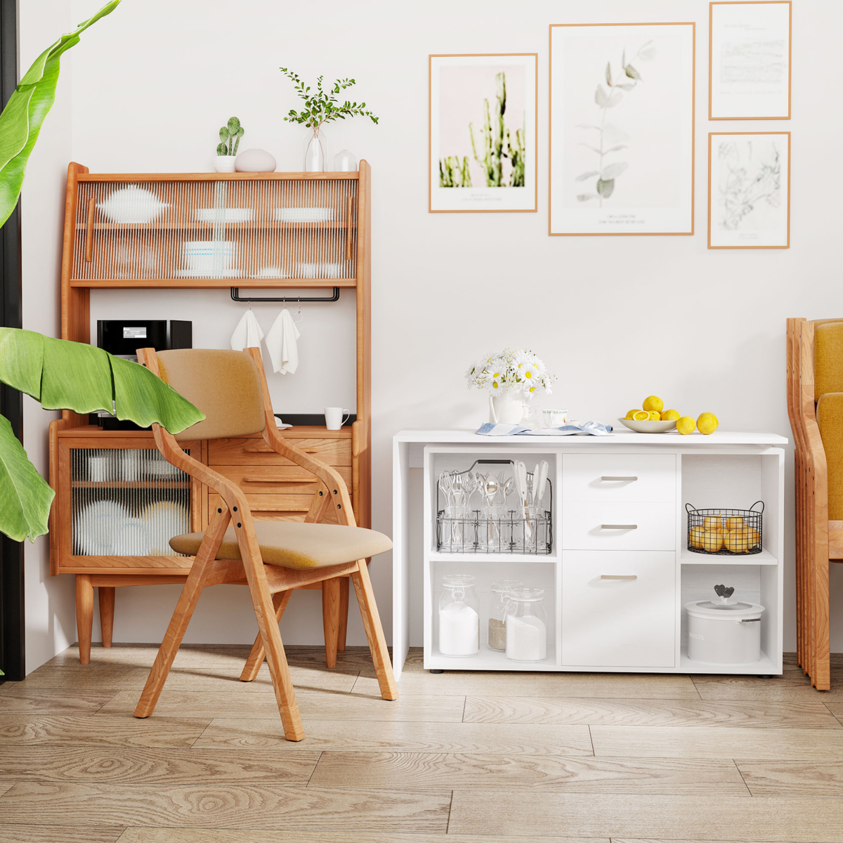 Adjustable Dual-Use L-Shaped / I-Shape Computer Desk with Storage & Flatwall