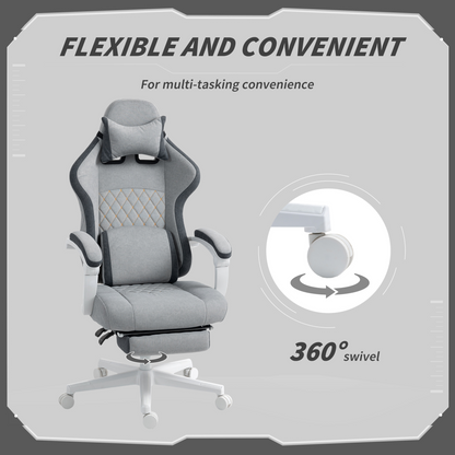 HOMCOM Printed Velvet Computer Recliner Chair with Adjustable Height, Grey