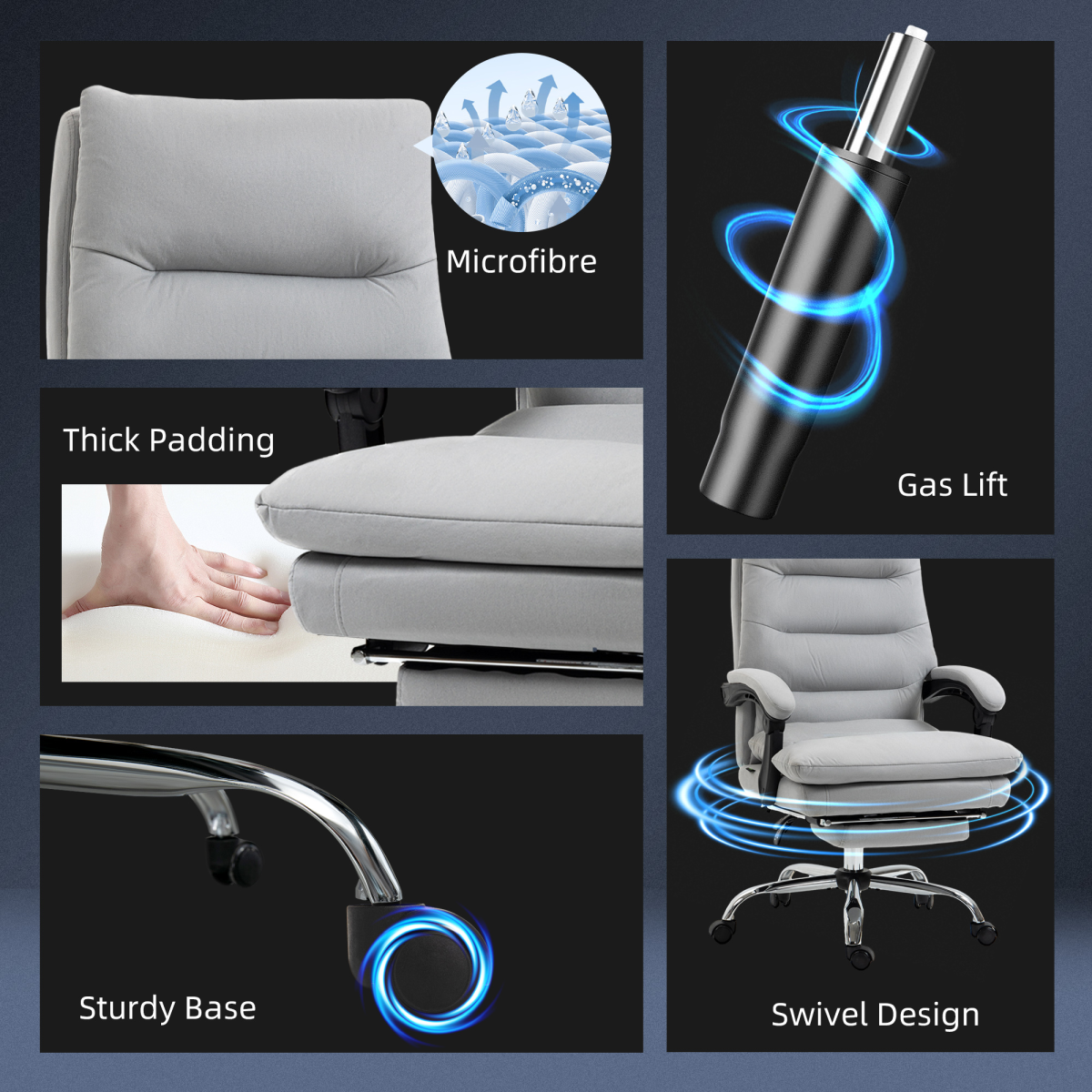 Vinsetto Microfibre Vibration Massage Office Chair with Heat, Footrest, Grey