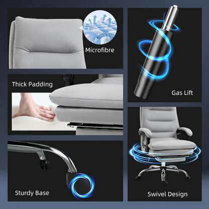 Vinsetto Microfibre Vibration Massage Office Chair with Heat, Footrest, Grey