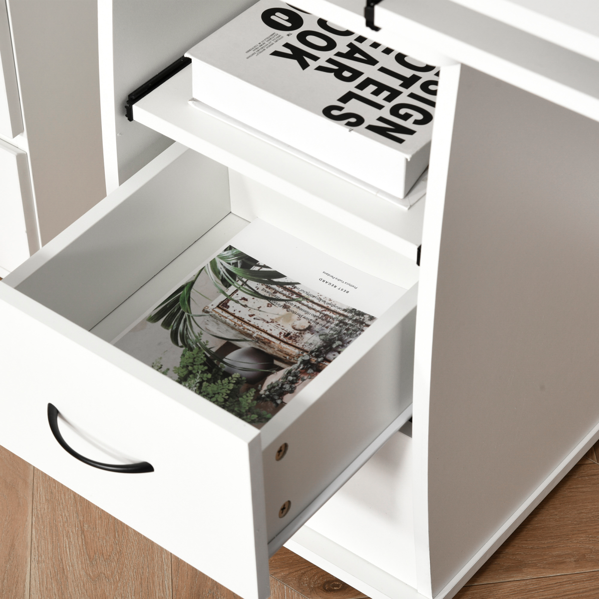 HOMCOM White Computer Desk with Keyboard Tray, Drawer & Monitor Shelf