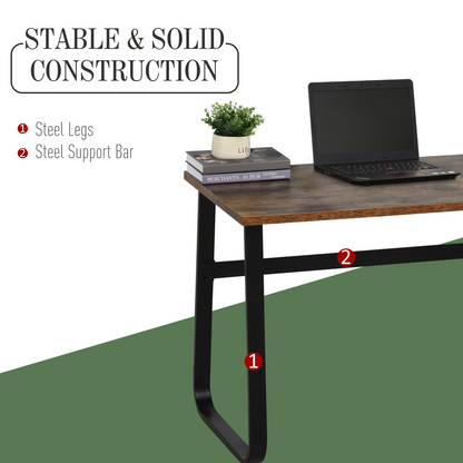 Industrial Writing Desk: Center Laptop Table with Steel Legs