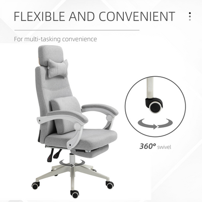 Ergonomic Home Office Chair 360 Swivel with Footrest Height Adjustable Grey