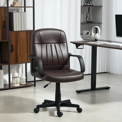 HOMCOM PU Leather Office Chair Swivel Home Computer Desk Chair, Dark Brown