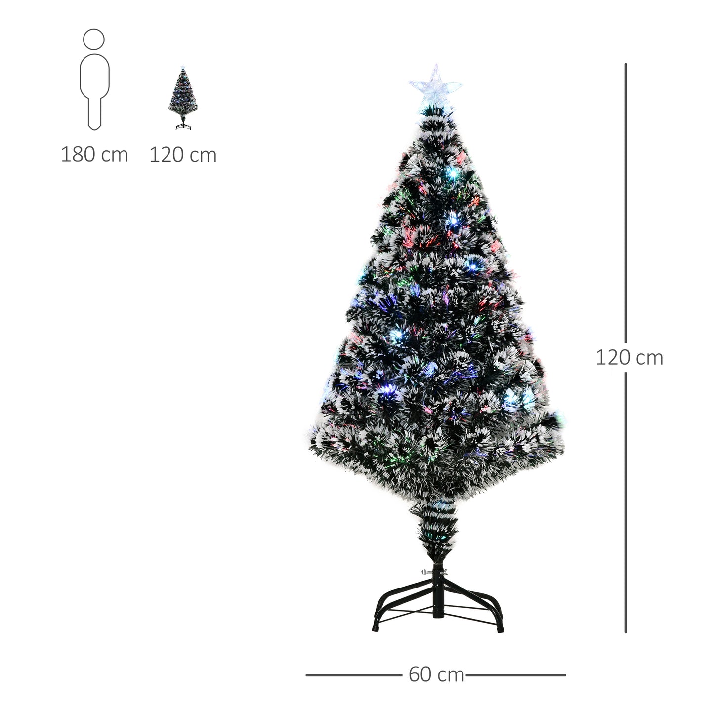 4ft Snow-Dipped Prelit Christmas Tree with Green & White LED Fiber Optic Lights