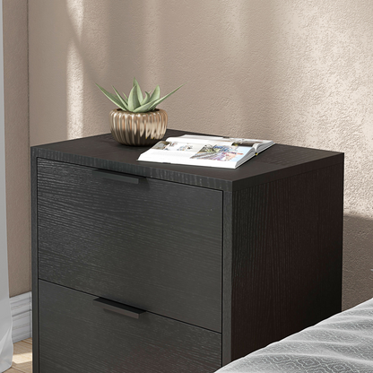 HOMCOM Bedside Tables Set of 2 with 2 Drawers for Bedroom, Living Room