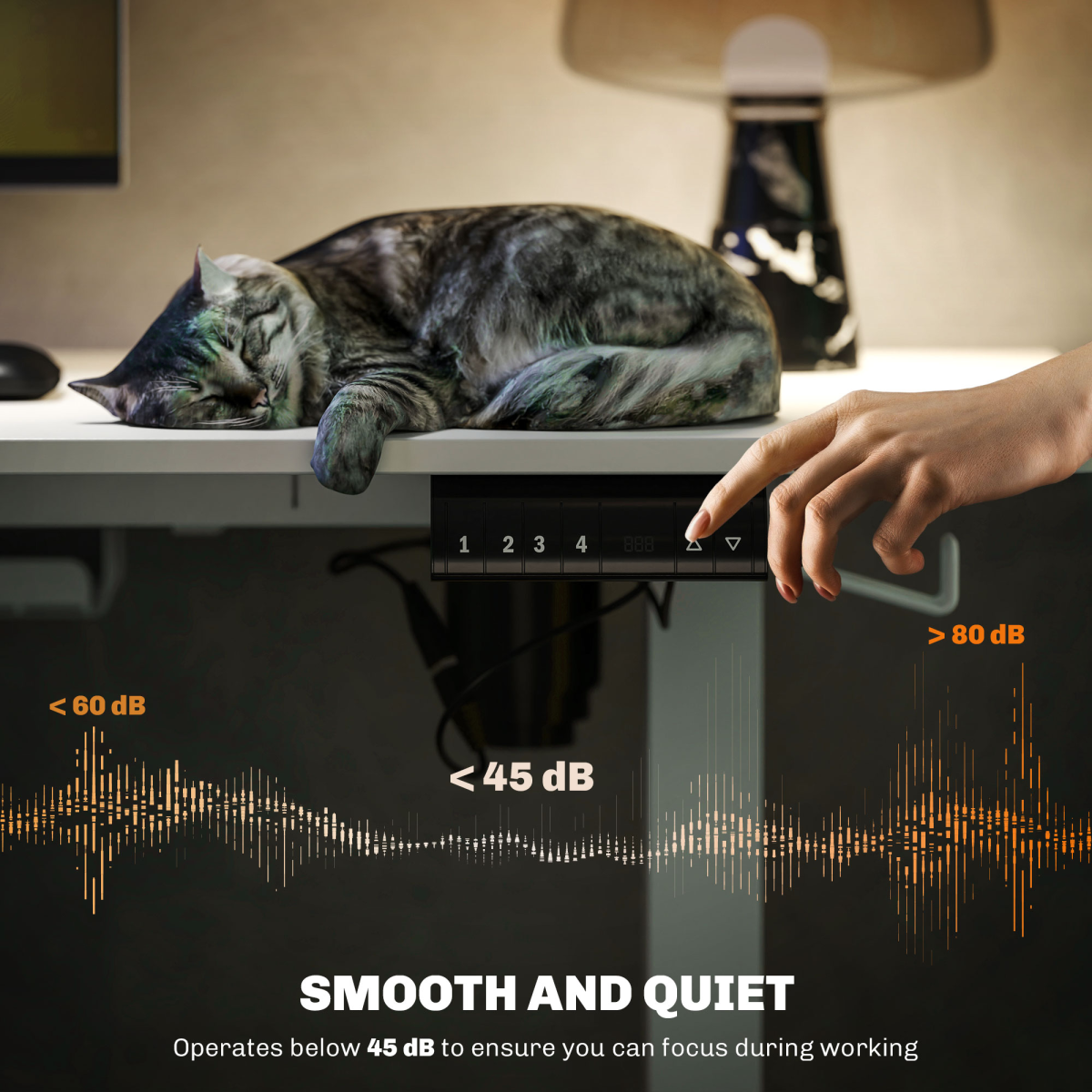 Vinsetto Electric Standing Desk with 4 Memory Presets, 72-116cm, 120x60cm, White