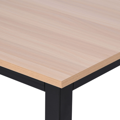 Oak Grain Tone Computer Desk with Black Metal Frame, 120W x 60D x 76H cm