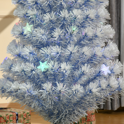 5ft White-Blue 21-LED Artificial Fibre Christmas Tree, Hinged & Easy Store