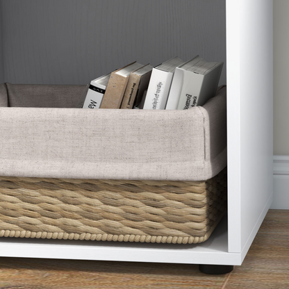 White Convertible L-Shape Desk with Drawers & File Cabinet