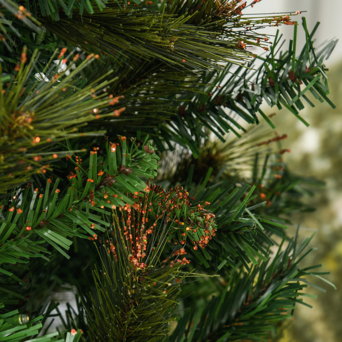 1.5m Pre-Lit Christmas Tree - Warm White LEDs, Gold-Tipped Spruce, Metal Stand