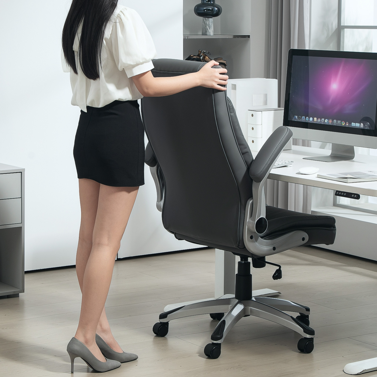 Vinsetto High Back Executive Office Chair Home Swivel Dark Grey