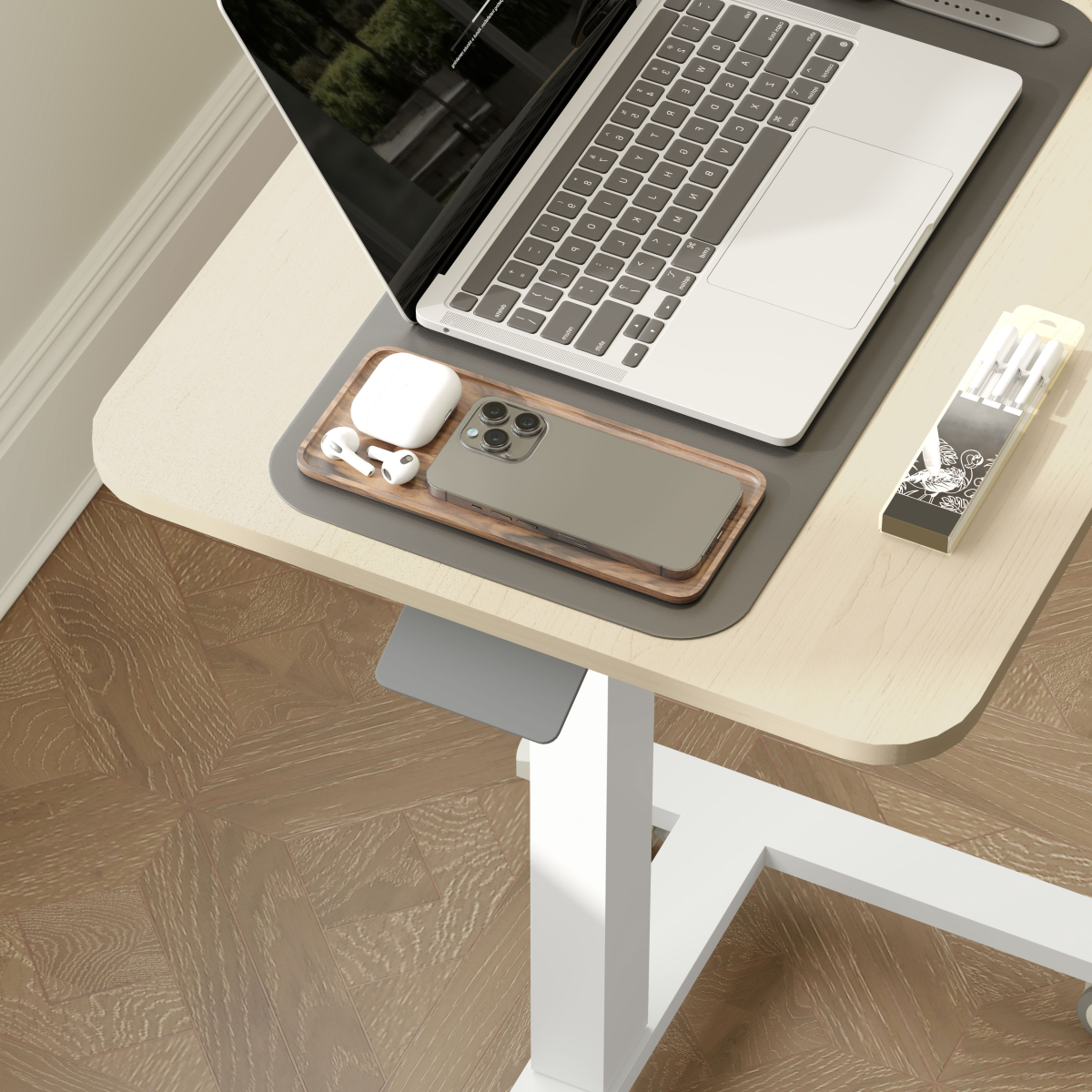 Vinsetto Standing Desk with 4 Rolling Casters - Sit/Stand, Natural Wood