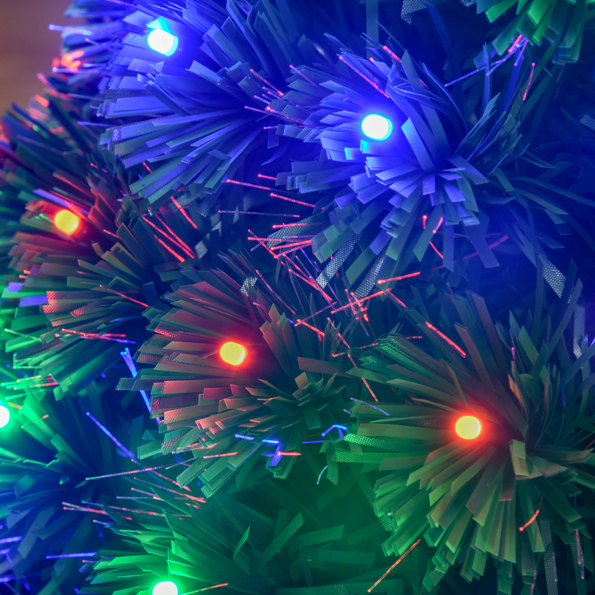 3ft Prelit Artificial Christmas Tree with Green & Multi-Coloured Fiber Optic LED