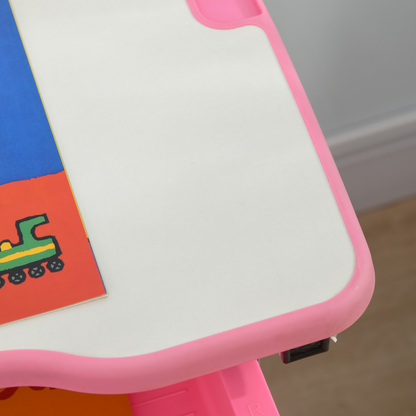 Pink Adjustable-Height Kids Desk & Chair Set with Drawer & Pen Slot