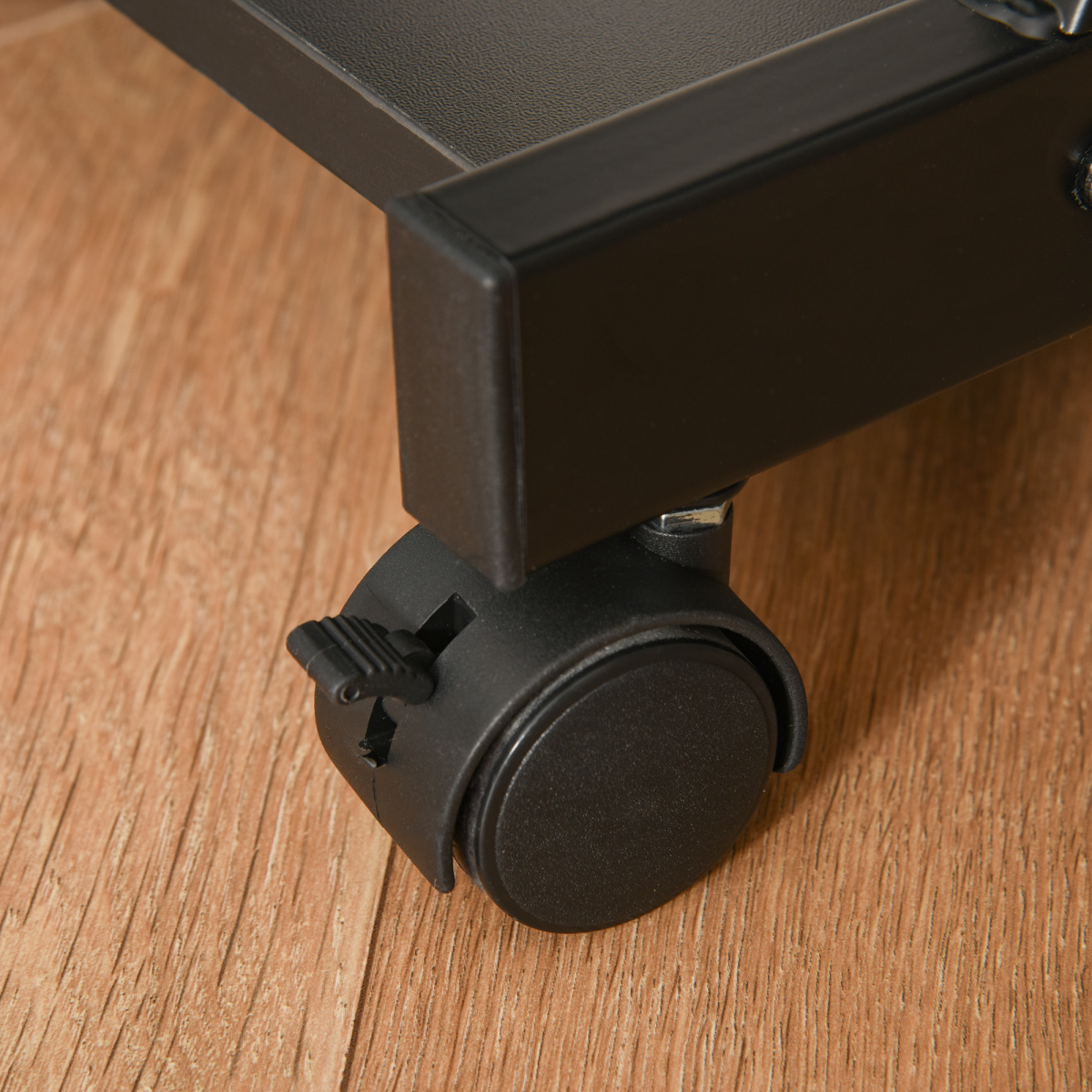 Rolling Computer Desk with Sliding Keyboard Tray - Black, 4 Wheels