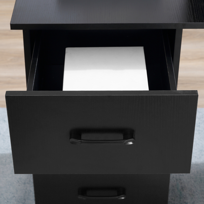 120cm Black Computer Desk with Drawers & Open Shelves, Left/Right Config